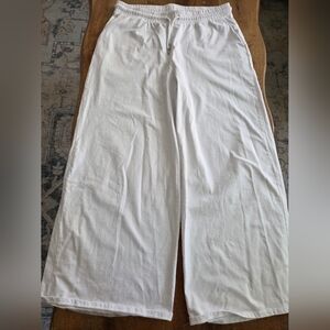 Zara White Elastic Waist Pants With Pockets And Drawstring